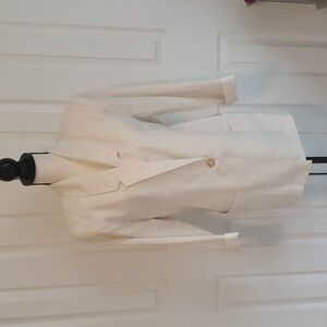 Vintage linen blend wheat colored oversized blazer